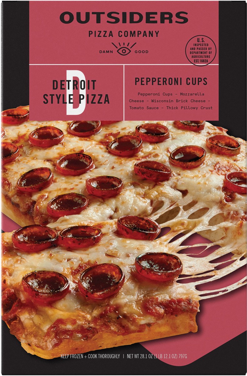 slide 8 of 12, Outsiders Pizza Outsiders Detroit Style Pepperoni Cups Frozen Pizza, 28.1 oz