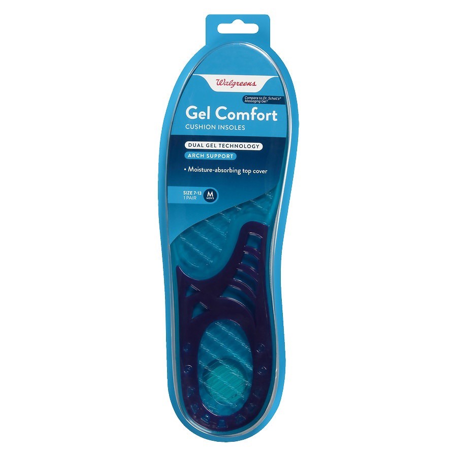 slide 1 of 1, Walgreens Men's Gel Comfort Cushion Insoles Pair, 7 ct