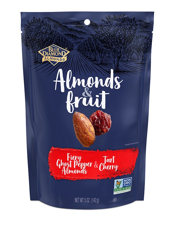 slide 1 of 2, Blue Diamond Almonds & Fruit, Ghost Pepper Almonds & Cherry, 5oz Bag, 5 oz