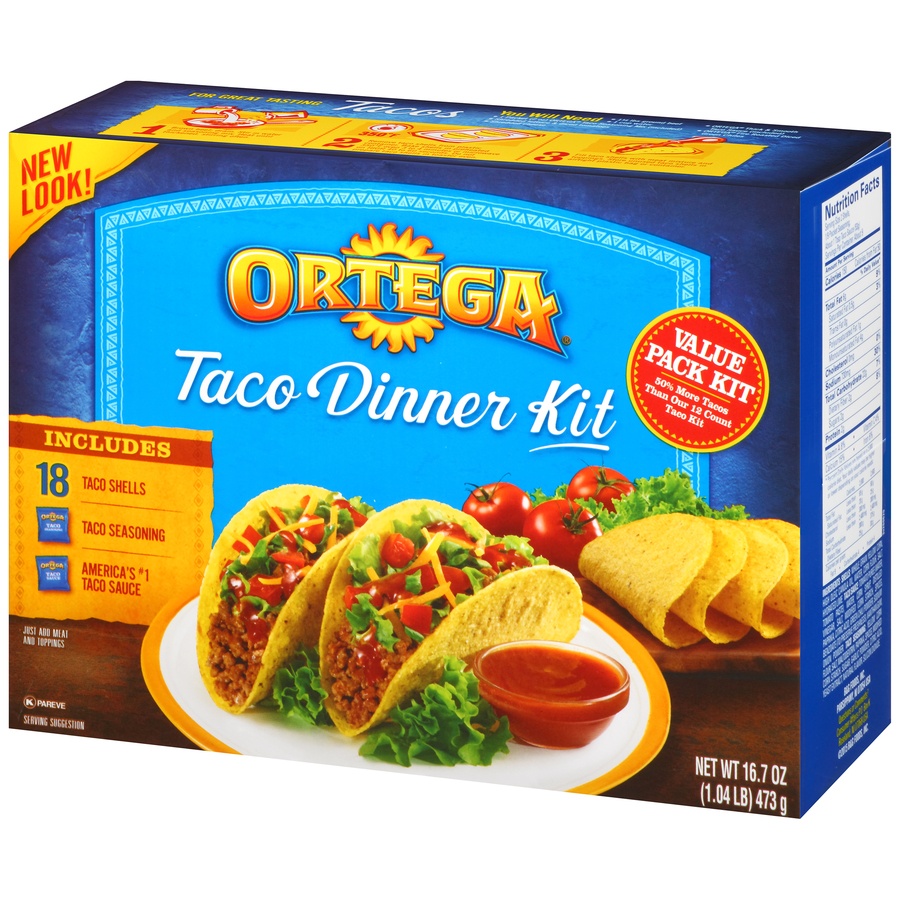 slide 3 of 8, Ortega Taco Kits, 16.7 oz