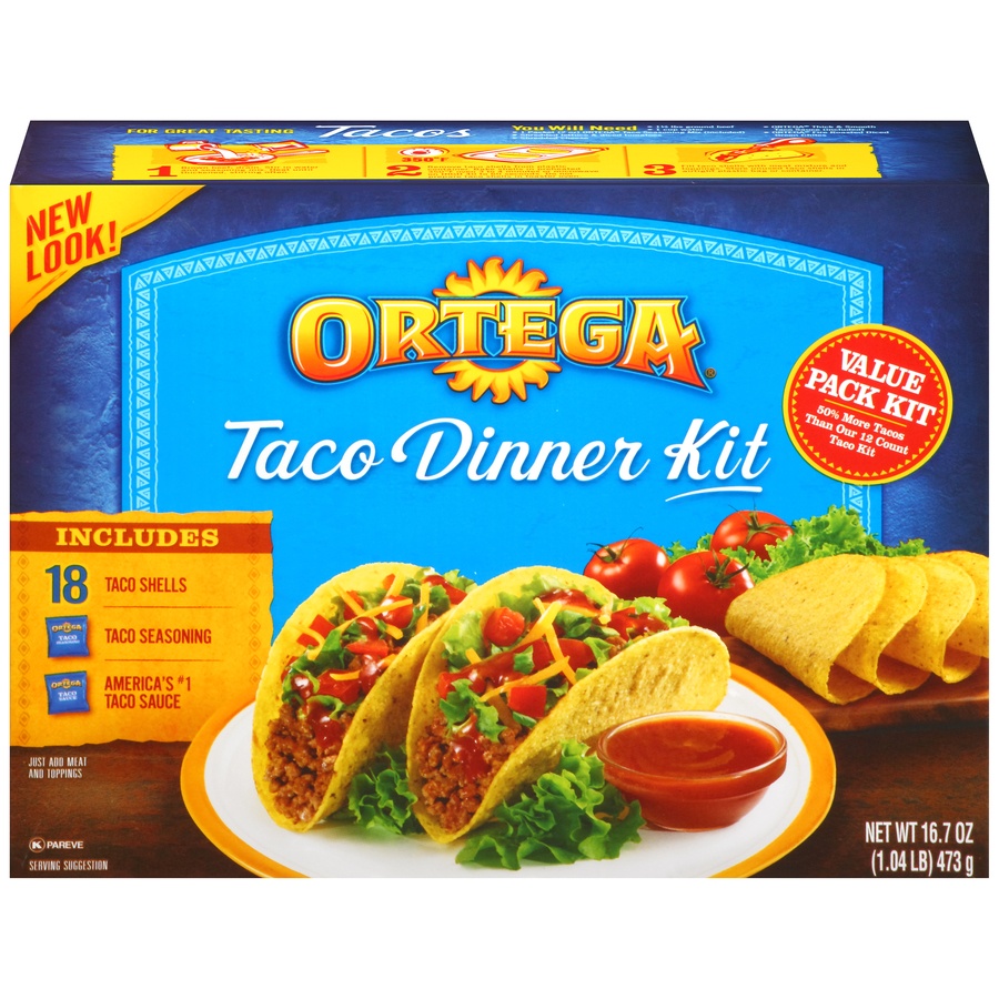 slide 1 of 8, Ortega Taco Kits, 16.7 oz