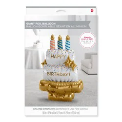 American Greetings Cake "Happy Birthday" Giant Uninflated Mylar Balloon Kit with Inflation Straw