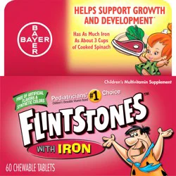 Flintstones Children's Multivitamin Supplement Chewable Tablets With Iron, 60Ct