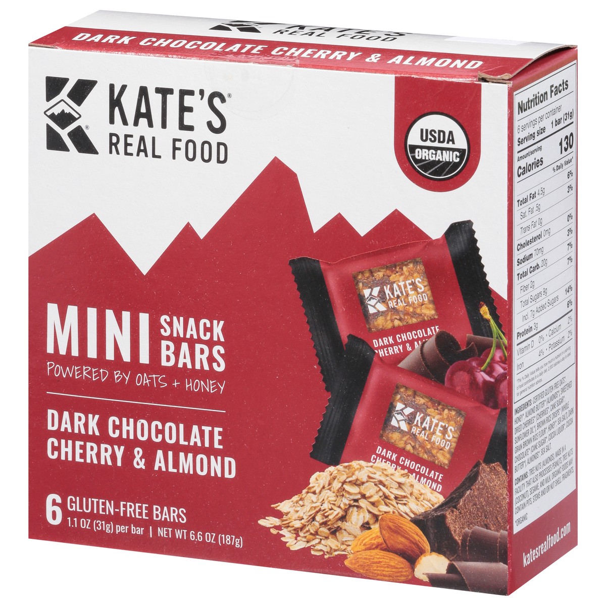 slide 6 of 9, Kate's Real Food Dark Chocolate Cherry Almond Mini Multipack, 6 ct