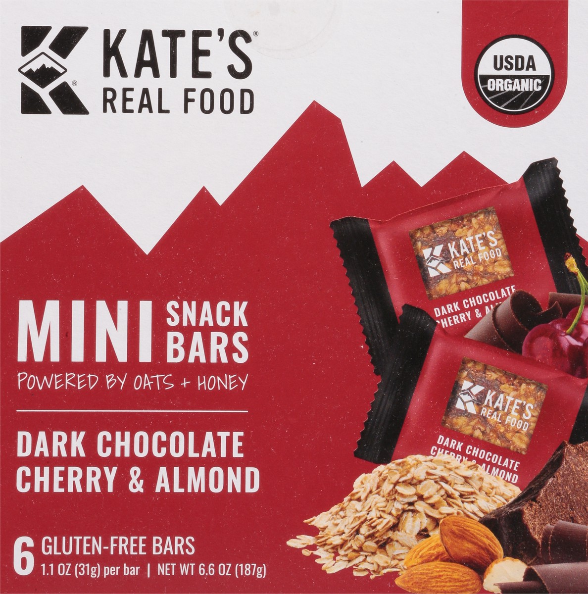 slide 2 of 9, Kate's Real Food Dark Chocolate Cherry Almond Mini Multipack, 6 ct