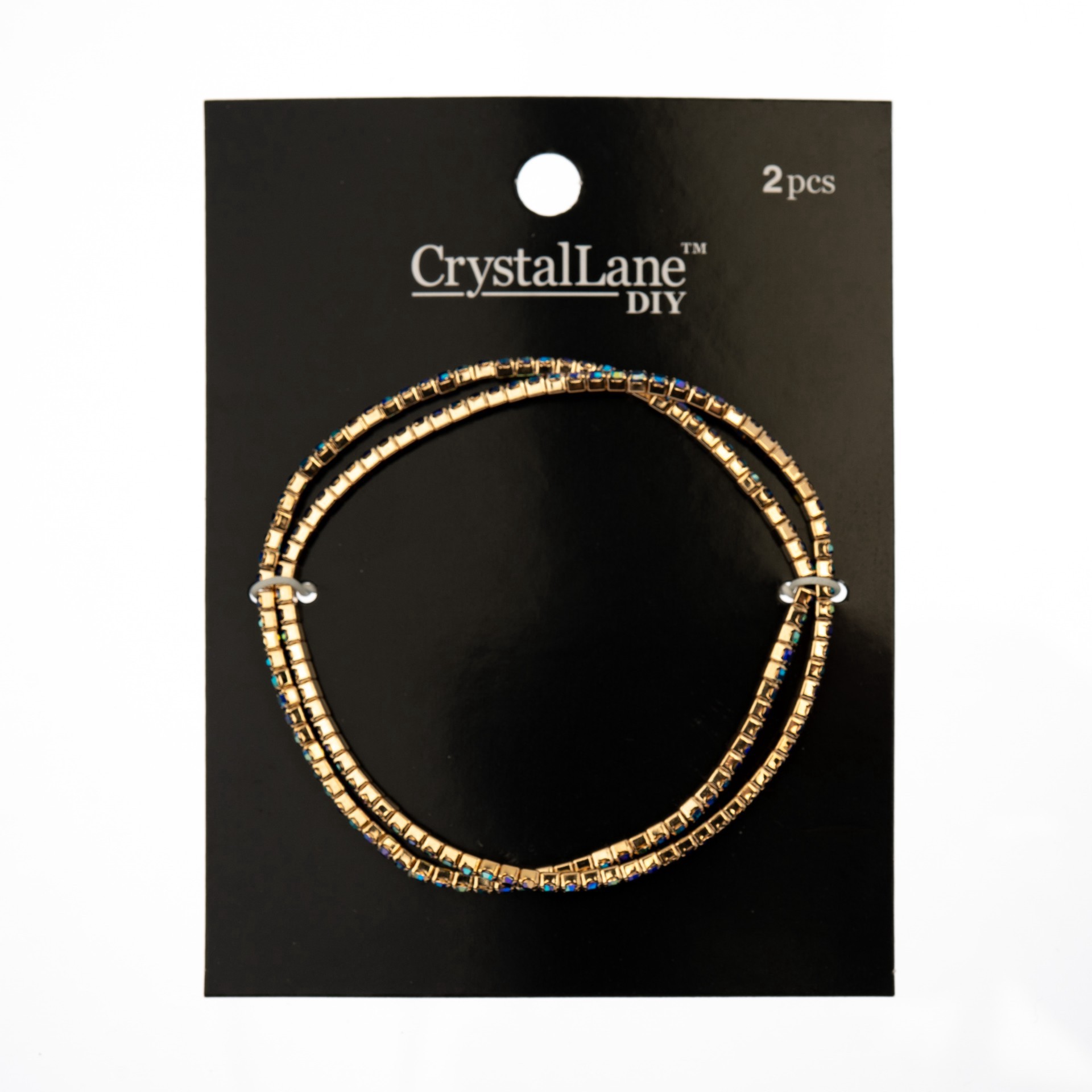 slide 2 of 3, Crystal Lane Diy Gold & Ab Royal Blue Rhinestones Bracelets, 2ct., 2 ct