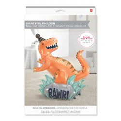 American Greetings Giant Dinosaur "RAWR!" Uninflated Mylar Balloon Kit with Inflation Straw