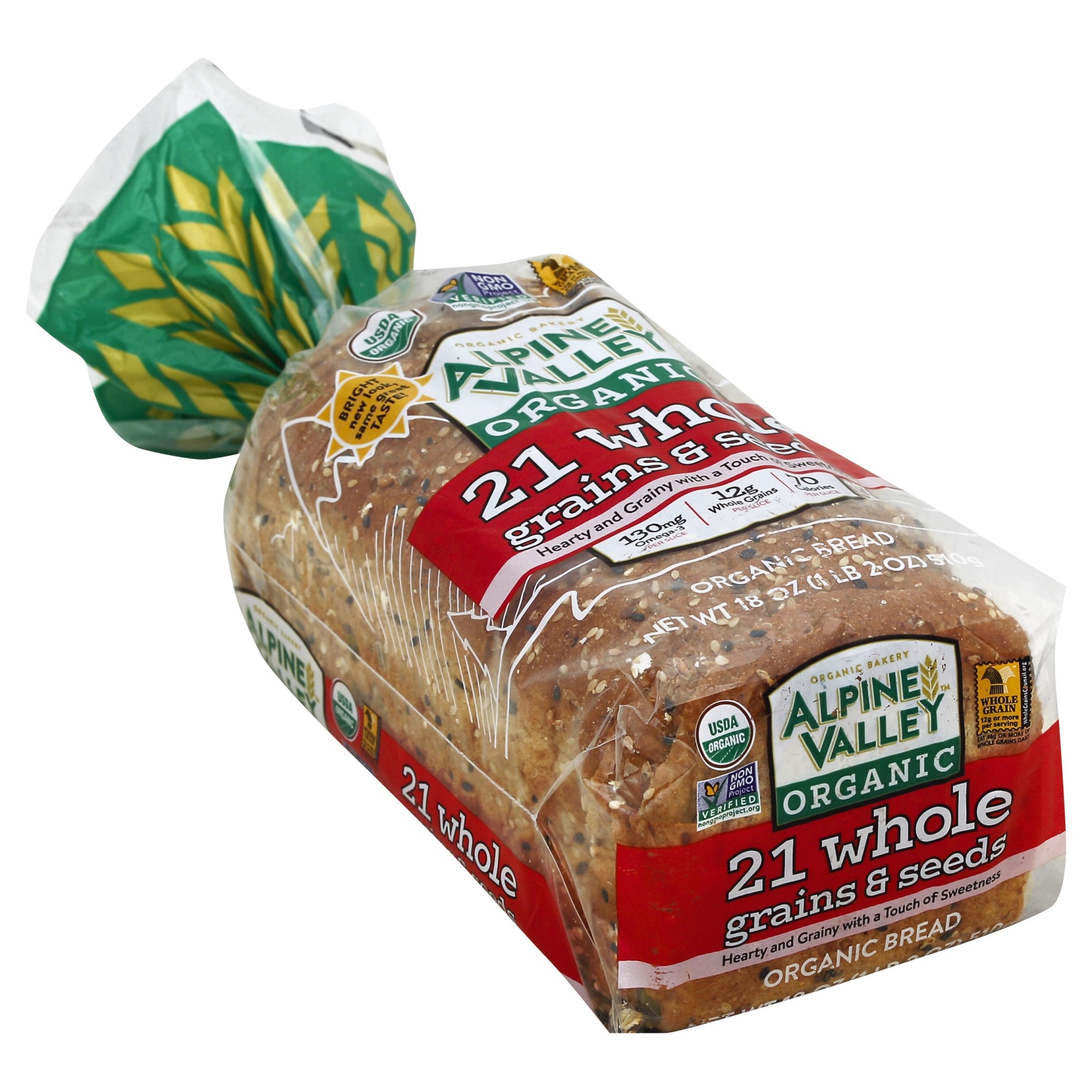 slide 1 of 1, Alpine Valley Organic 21 Whole Grains & Seeds Bread, 18 oz