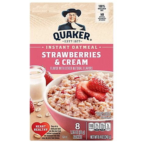 slide 1 of 1, Quaker Instant Oatmeal Strawberries And Cream, 8.4 oz
