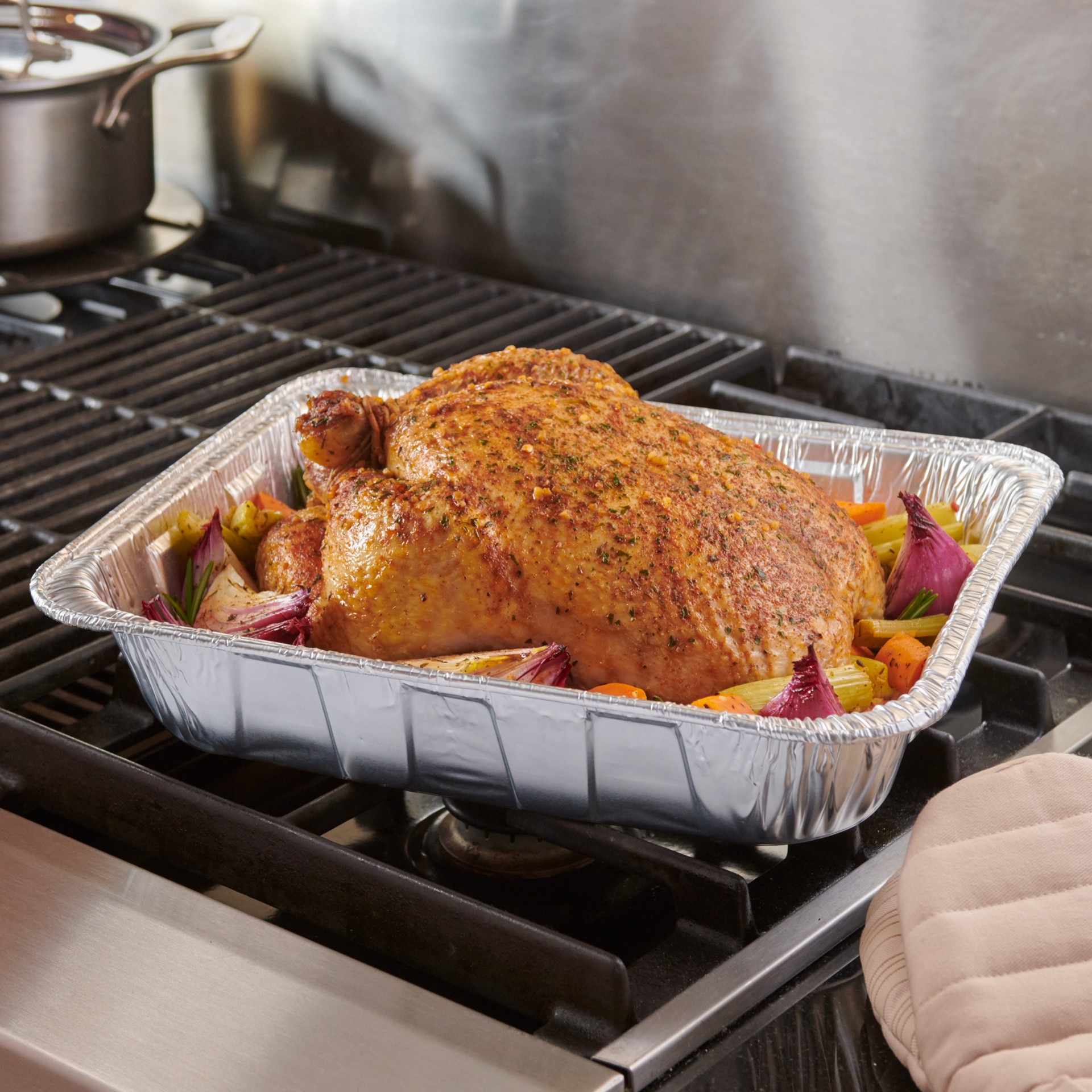 slide 4 of 6, EZ Foil Roaster Pans with Lids, Up to 6 Pound Capacity, 2 Count, 0.32 lb