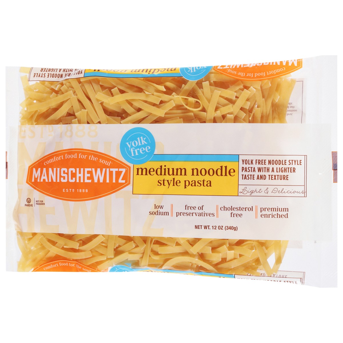 slide 6 of 13, Manischewitz Yolk Free Medium Noodle Style Pasta Medium 12 oz, 12 oz