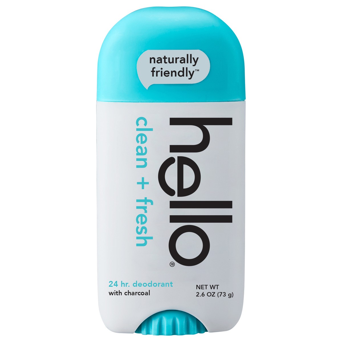 slide 1 of 9, hello Clean + Fresh Deodorant with Activated Charcoal, 24 Hour Odor Protection, No Aluminum + No Baking Soda, Vegan & Parabens Free, 2.6 oz