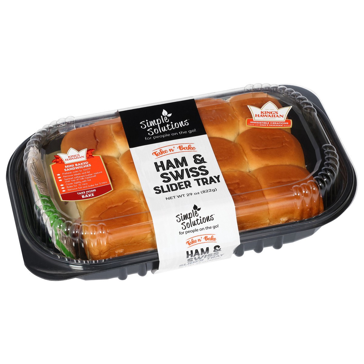 slide 5 of 14, Simple Solutions Take n' Bake Ham & Swiss Slider Tray 29 oz, 29 oz