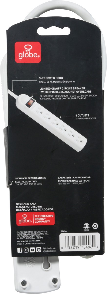 slide 6 of 9, Globe 3 Feet Power Strip 1 ea, 1 ct