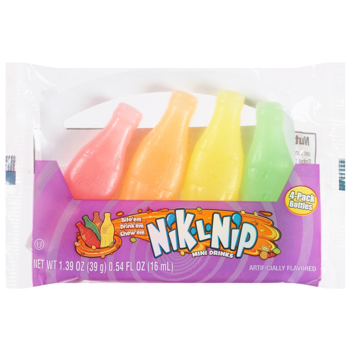slide 1 of 9, Nik-L-Nip Nik L Nip Bottles Wax Candy 4Pk, 0.05 oz