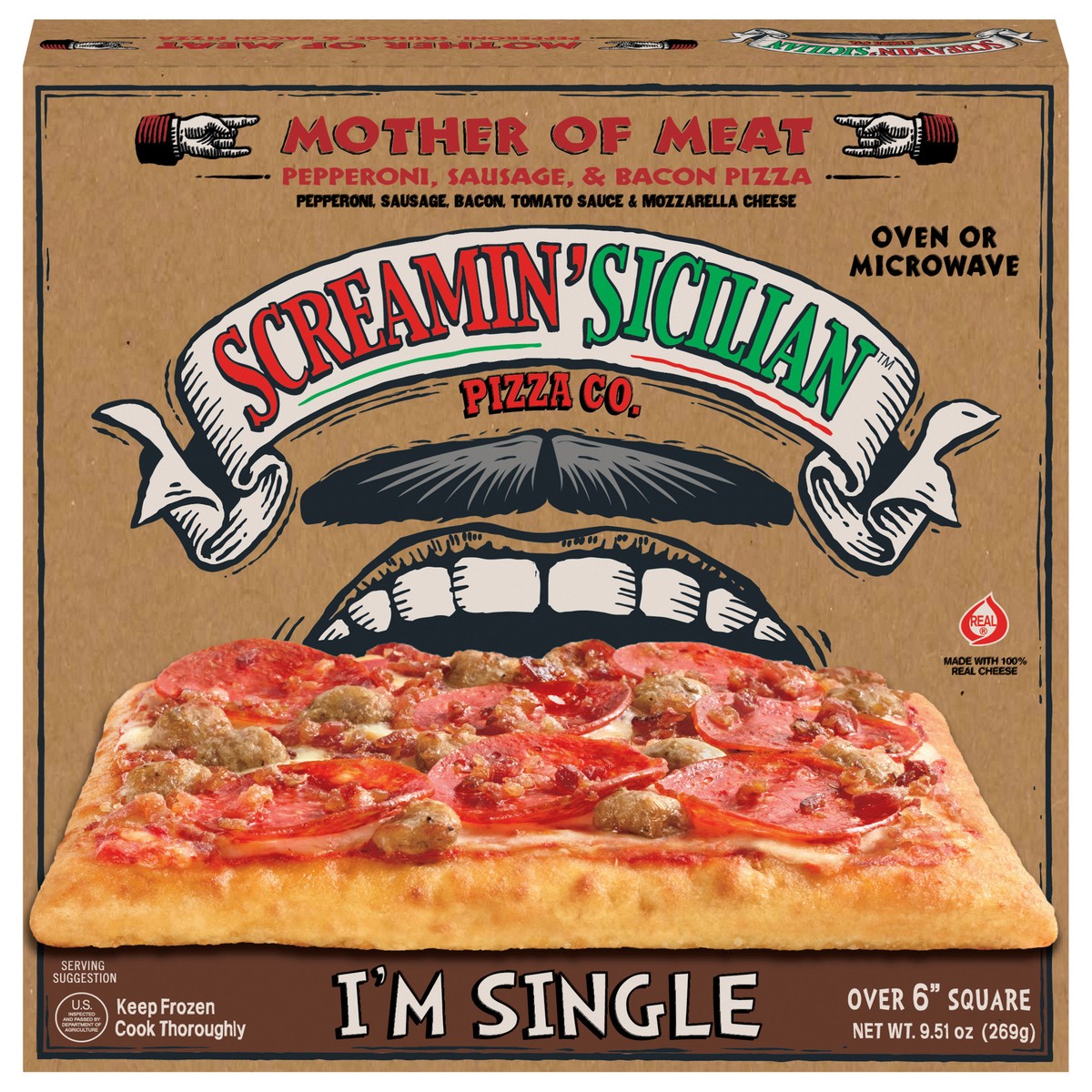 slide 1 of 11, Screamin' Sicilian I'm Single Mother of Meat Pizza 9.51 ea, 9.51 ct