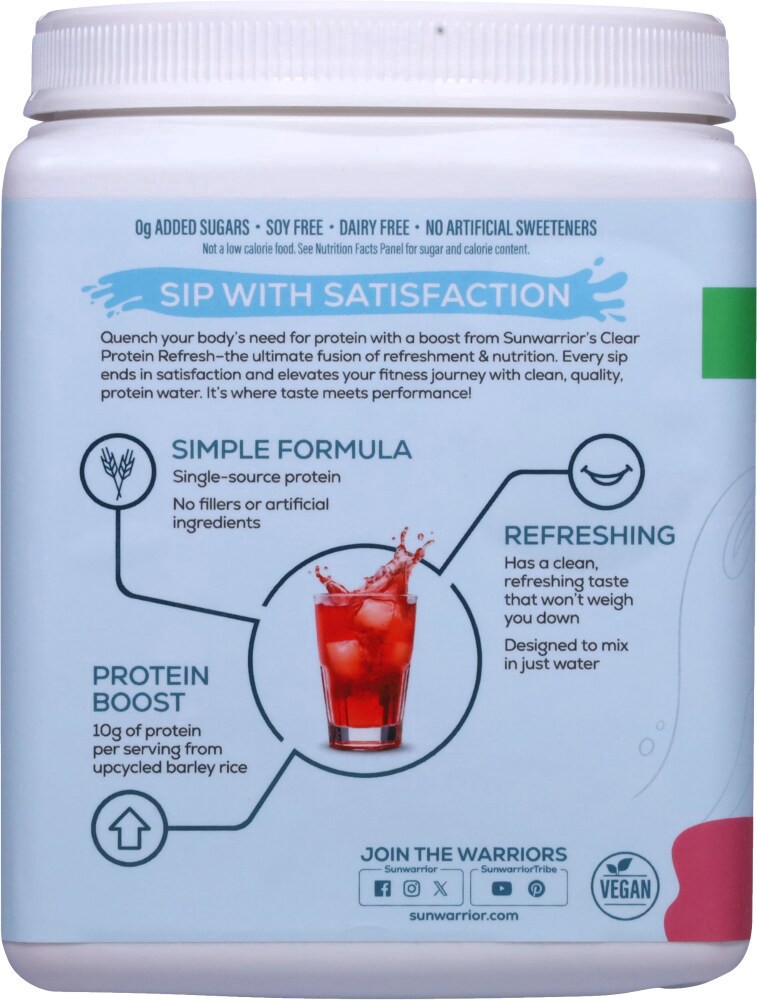 slide 3 of 4, Sunwarrior® Refresh Raspberry Clear Protein Powder, 14.8 oz