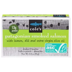 Cole's Patagonian Smoked Salmon with Lemon, Dill and Extra Virgin Olive Oil 3.2 oz