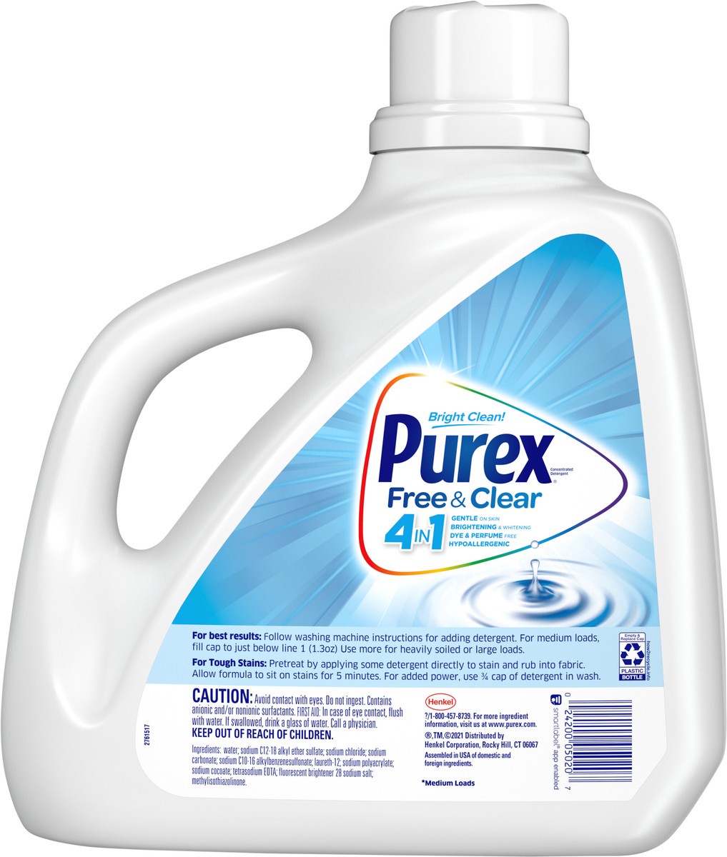 slide 2 of 3, Purex Liquid Laundry Detergent, Free & Clear, 150 Fluid Ounces, 115 Loads, 150 fl oz