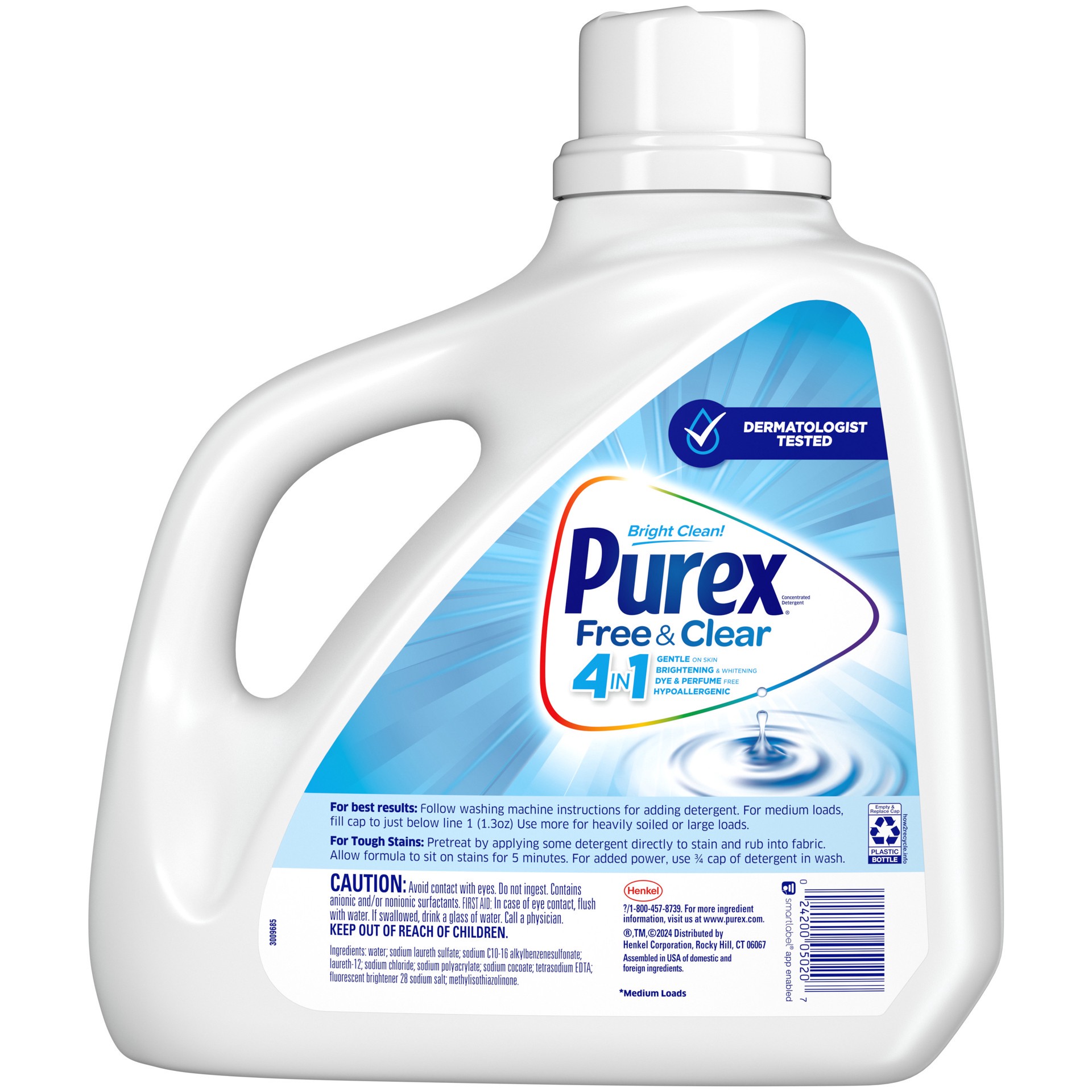 slide 1 of 3, Purex Liquid Laundry Detergent, Free & Clear, 150 Fluid Ounces, 115 Loads, 150 fl oz