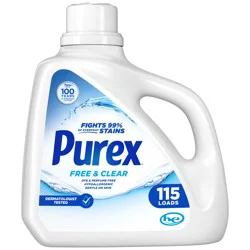 Purex Free & Clear Liquid Laundry Detergent for Sensitive Skin, 150 fl oz, 115 Loads