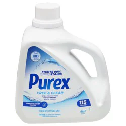 Purex Free & Clear Liquid Laundry Detergent for Sensitive Skin, 150 fl oz, 115 Loads