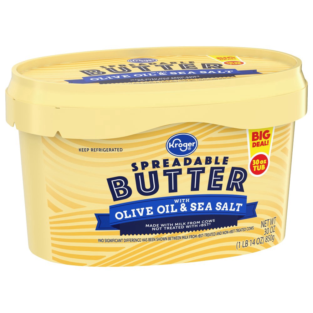 slide 4 of 4, Kroger Spreadable Butter With Olive Oil, 30 oz