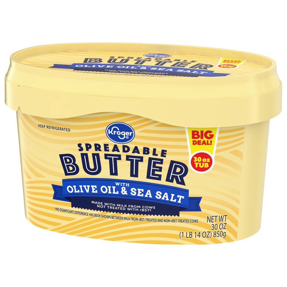 slide 2 of 4, Kroger Spreadable Butter With Olive Oil, 30 oz