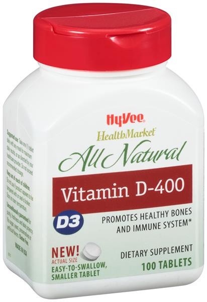 slide 1 of 1, Hy-Vee HealthMarket Vitamin D-400 Dietary Supplement Tablets, 100 ct