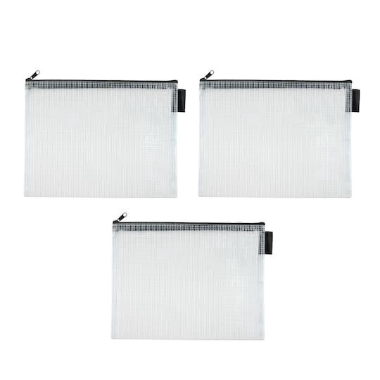 slide 1 of 2, 10" Gray Mesh Accessory Zipper Pouches By Simply Tidy, 3ct., 3 ct