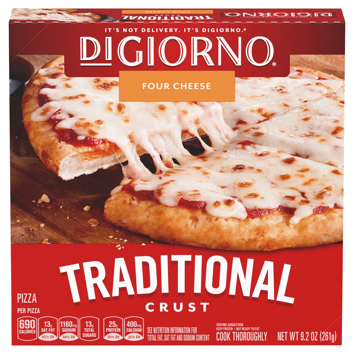 slide 1 of 13, DiGiorno Four Cheese Frozen Personal Pizza on a Hand-Tossed Style Traditional Crust, 9.2 oz