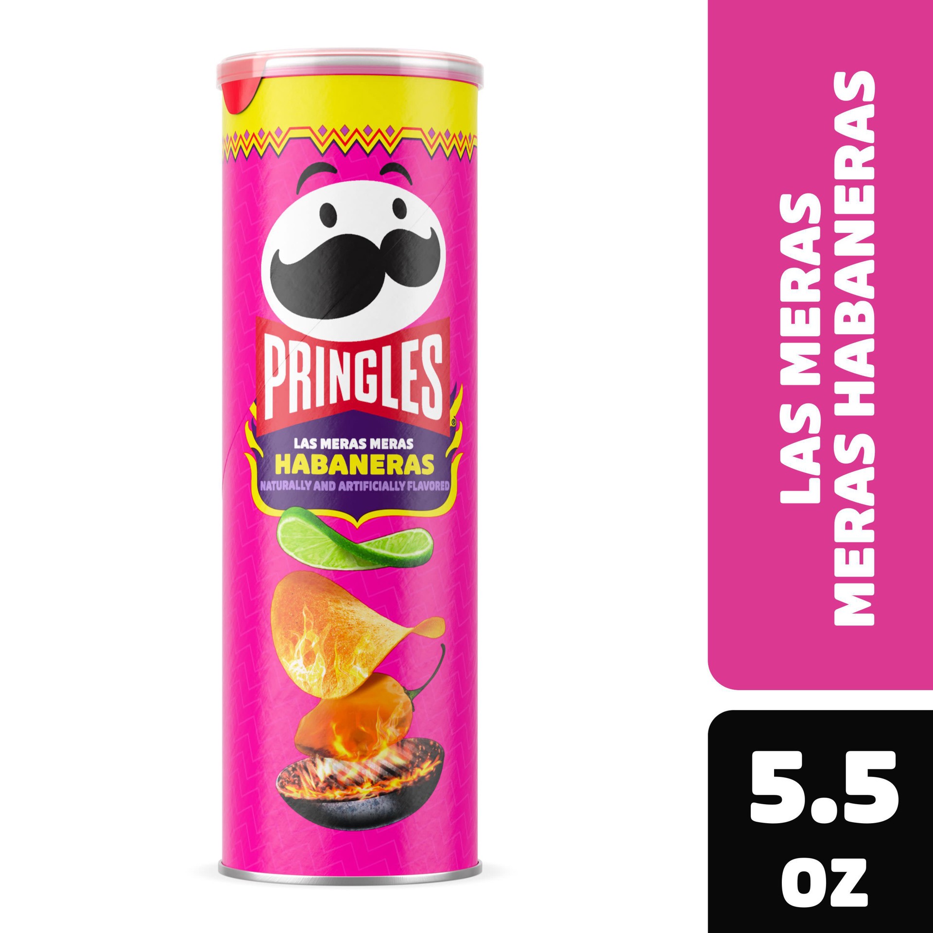 slide 1 of 5, Pringles Potato Crisps, Lunch Snacks, On-the-Go Snack, Las Meras Meras Habaneras, 5.5oz Can, 1 Can, 5.5 oz