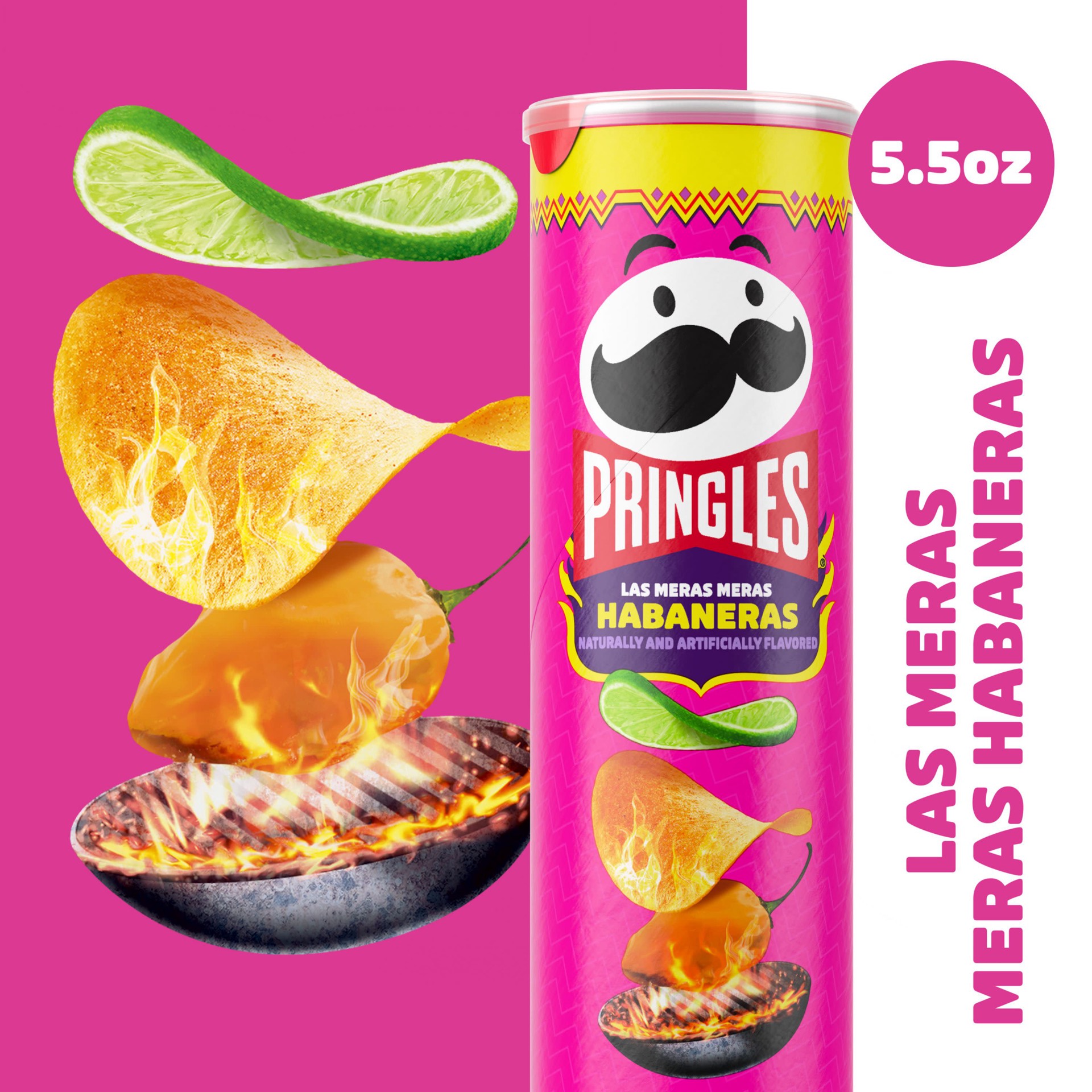 slide 2 of 5, Pringles Potato Crisps, Lunch Snacks, On-the-Go Snack, Las Meras Meras Habaneras, 5.5oz Can, 1 Can, 5.5 oz