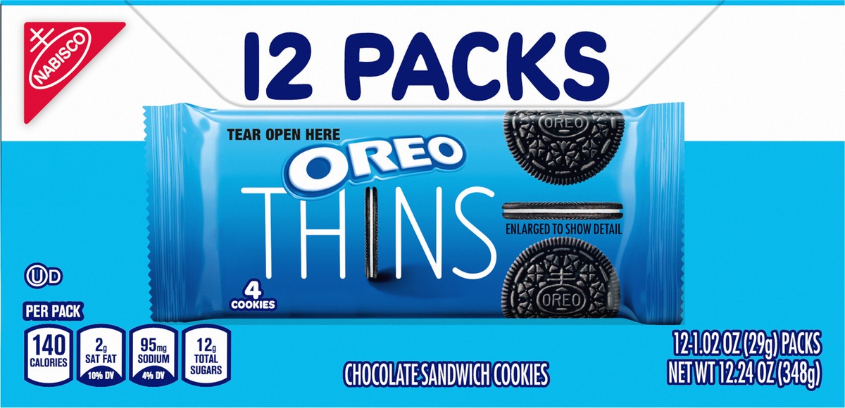 slide 9 of 9, Oreo Thins Chocolate Sandwich Cookies, 12.24 oz