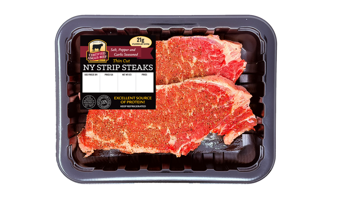 slide 1 of 1, Cab Salt, Pepper, And Garlic Ny Strip Steaks, per lb