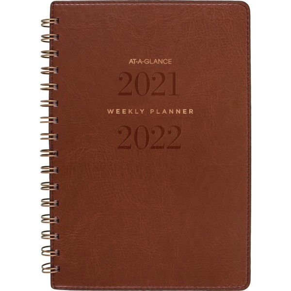 slide 1 of 8, At-A-Glance 13-Month Signature Collection Academic Weekly/Monthly Planner, 8-1/2'' X 5-1/2'', Brown, July 2021 To July 2022, Yp200A09, 1 ct