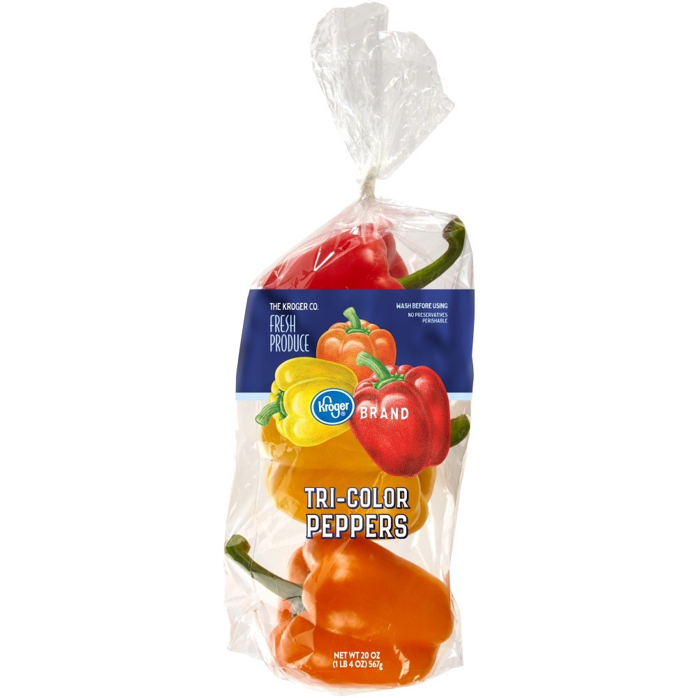slide 1 of 2, Kroger Tri-Color Bell Peppers, 3 ct; 20 oz