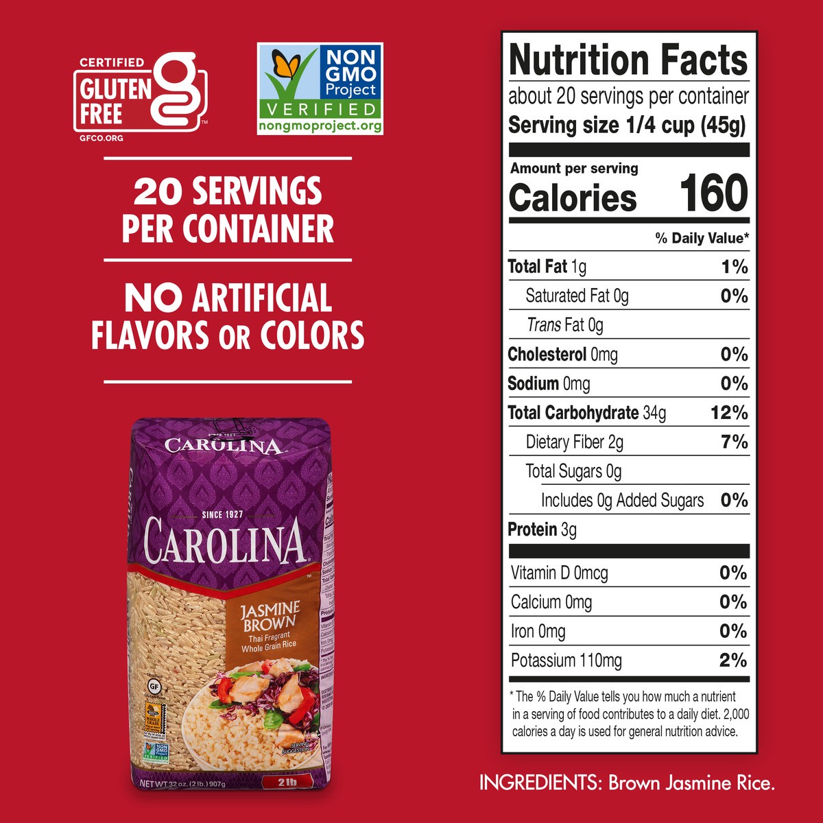 slide 4 of 8, Carolina Jasmine Brown Rice, 32 oz