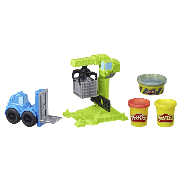 slide 1 of 1, Play-Doh Wheels Crane and Forklift Construction Toys with Non-Toxic Play-Doh Cement Buildin' Compound Plus 2 Additional Colors, 1 ct