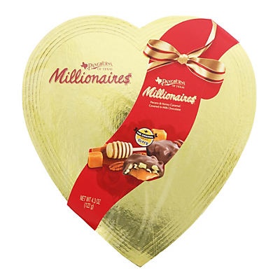 slide 1 of 1, Russell Stover Millionaires Gold Heart Shape Valentine Gift Box, 4.3 oz