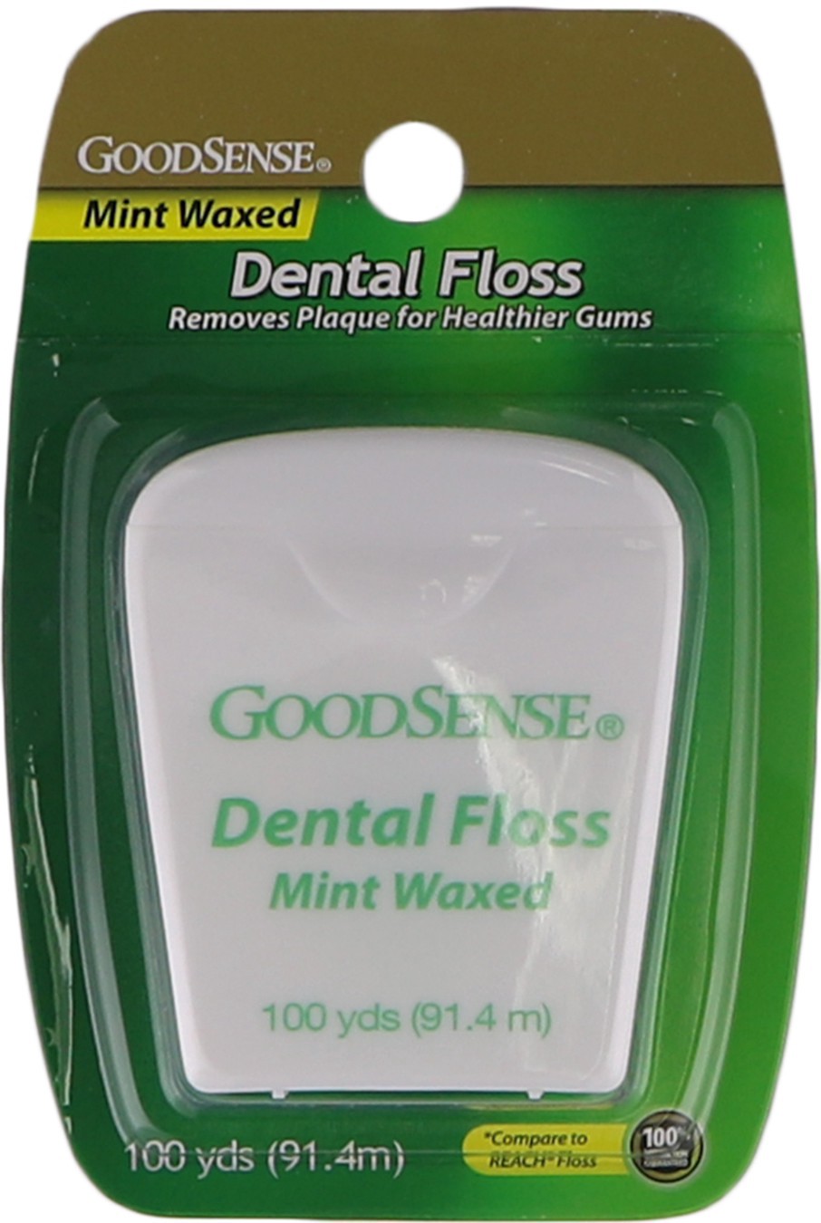 slide 1 of 1, GOOD SENSE GoodSense Waxed Dental Floss, Plaque Control and Dental Care, Mint, 100 Yards, 1 ct