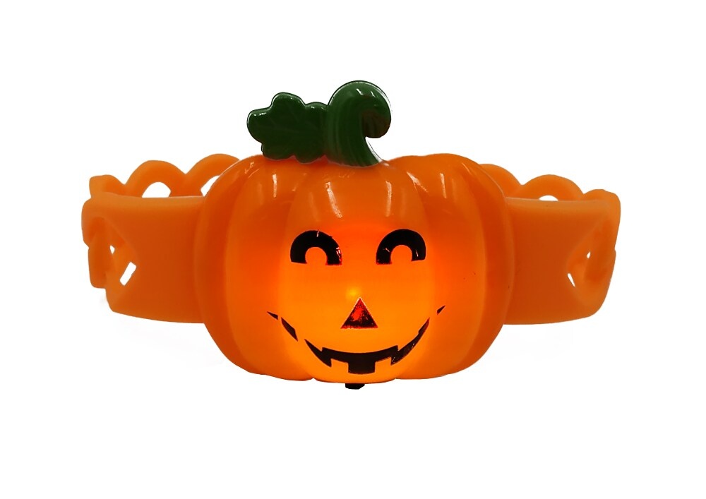 slide 1 of 1, Holiday Home Flashing Pumpking Wristband - Orange, 1 ct