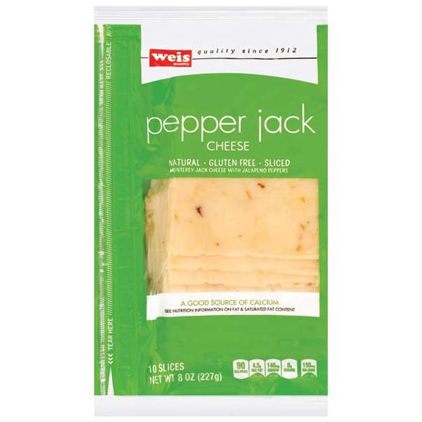 slide 1 of 1, Weis Quality Pepper Jack Natural Slice Cheese, 8 oz