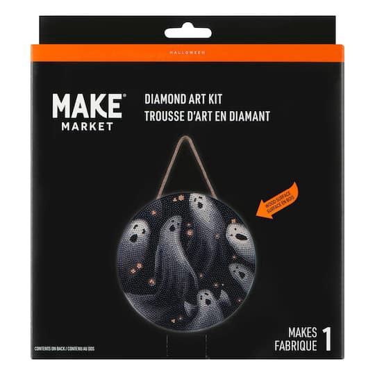 slide 1 of 4, 8" Ghosts Round Wood Plaque Diamond Art Kit By Make Market, 8 in