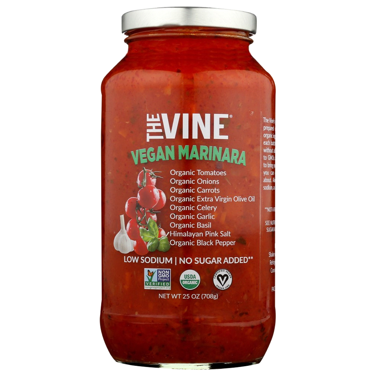 slide 1 of 1, The Vine Organic Vegan Marinara, 25 oz