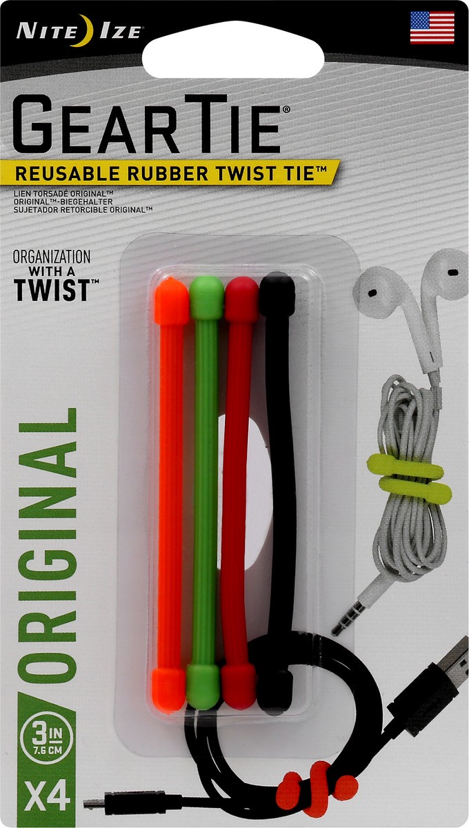 slide 7 of 8, Nite Ize Reusable Rubber Original Twist Tie 4 ea, 4 ct