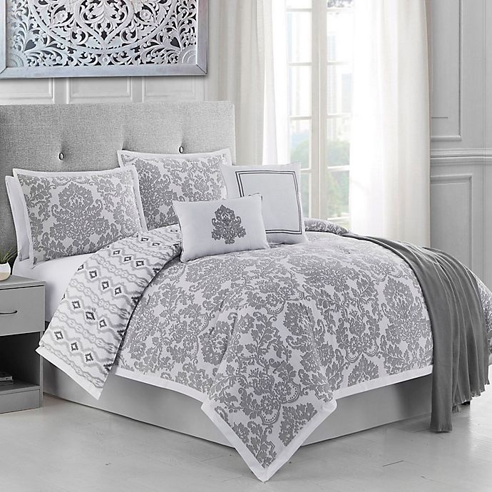 slide 1 of 1, Ellen Tracy Adalisa Reversible Full Comforter Set - Platinum/White, 6 ct