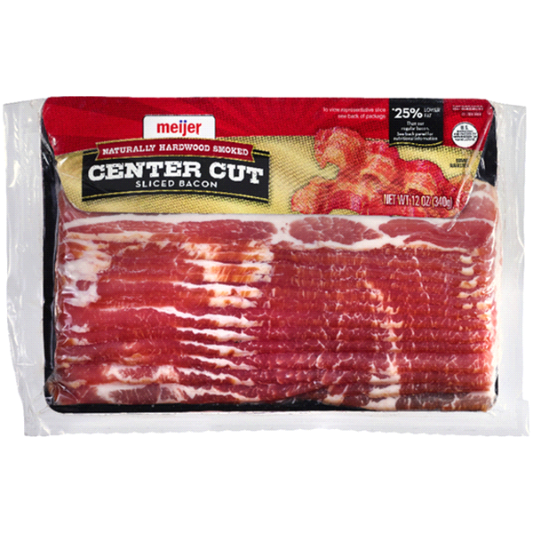 slide 1 of 1, Meijer Hardwood Smoked Center Cut Bacon, 12 oz