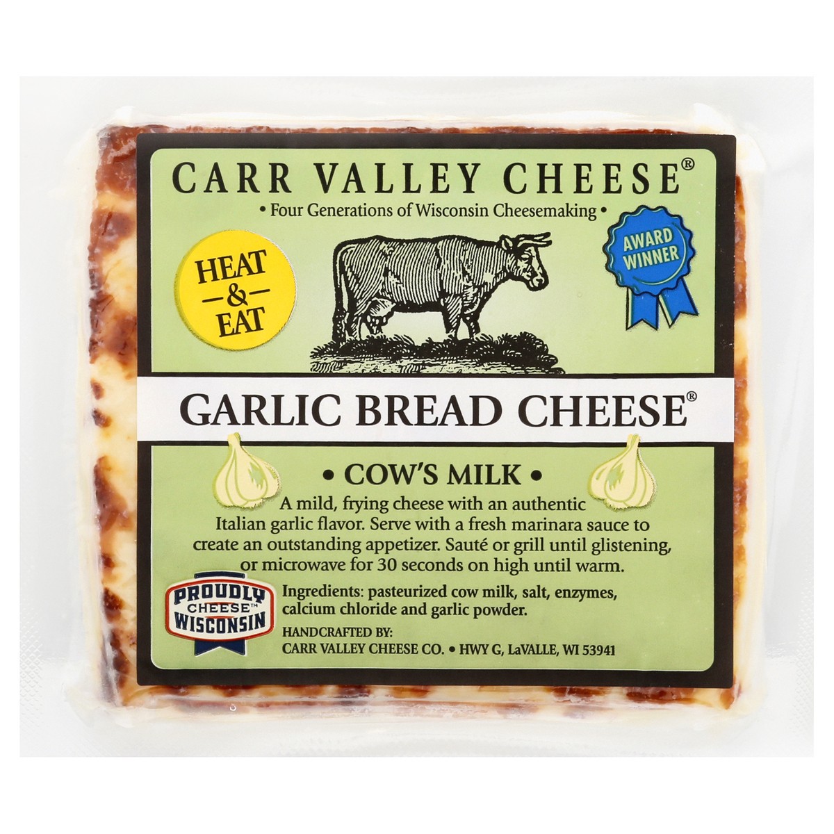 slide 1 of 9, Carr Valley Bread Cheese Garlic 6 Oz, 6 oz