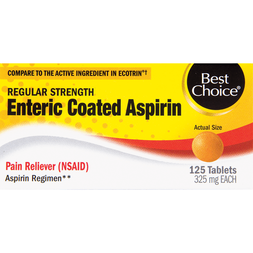 slide 1 of 1, Best Choice Enteric Coated Aspirin 325mg, 100 ct; 325 mg